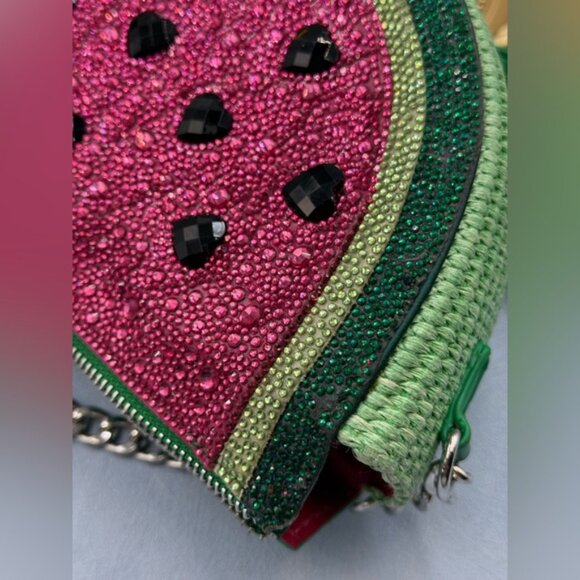 🆕 BETSEY JOHNSON 🧿 NWOT Sugar High Watermelon Bejewelled Crossbody Kitsch Bag - Picture 14 of 16